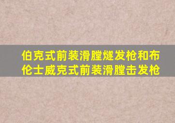 伯克式前装滑膛燧发枪和布伦士威克式前装滑膛击发枪